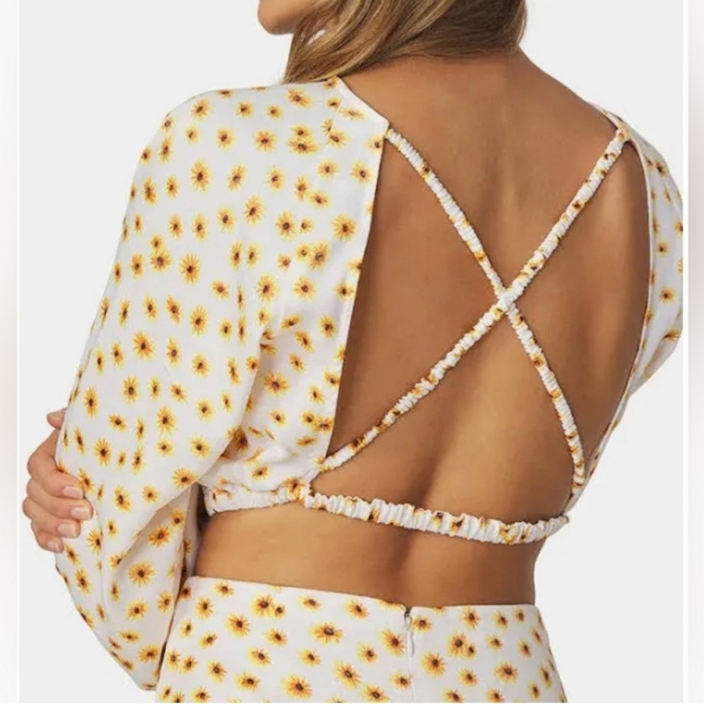 We Wore What Billow Sleeve Crop Top Size Small